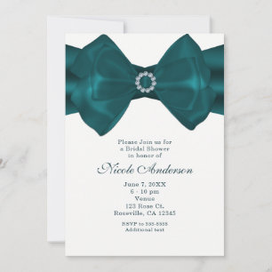 Teal Ribbon & Diamonds Bridal Shower Invitations