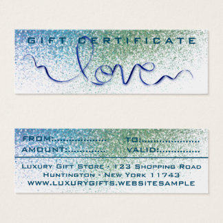 Teal Ribbon & Glitter Love Sparkle Blue Modern