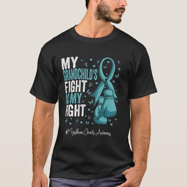 Teal Ribbon Grandchild Myasthenia Gravis Awareness T-Shirt (Front)