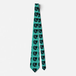 Teal  Ribbon Grunge Heart Tie