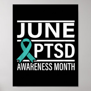 Teal Ribbon June Ptsd Awareness Month Poster