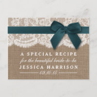 Teal Ribbon On Burlap & Lace Bridal Shower Recipe