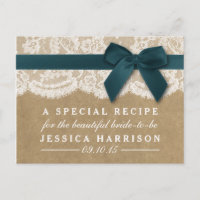 Teal Ribbon On Kraft & Lace Bridal Shower Recipe