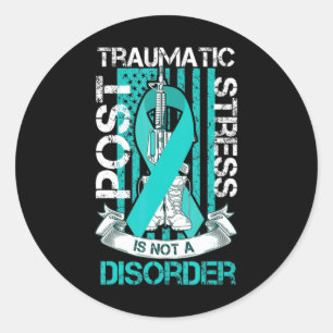 Teal Ribbon Post Traumatic Stress Flag Ptsd Awaren Classic Round Sticker
