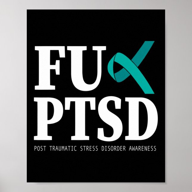 Teal Ribbon Ptsd Awareness - Support Stress Awaren Poster (Front)
