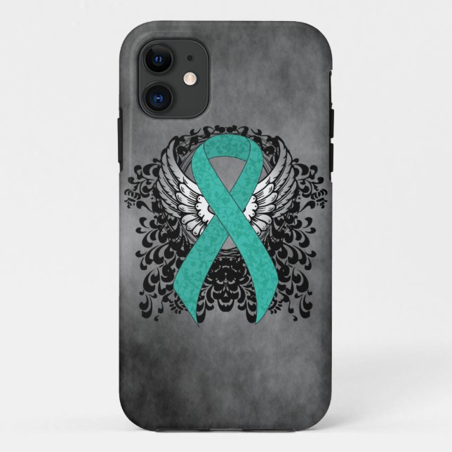 Teal Ribbon Support Awareness Case-Mate iPhone Case (Back)