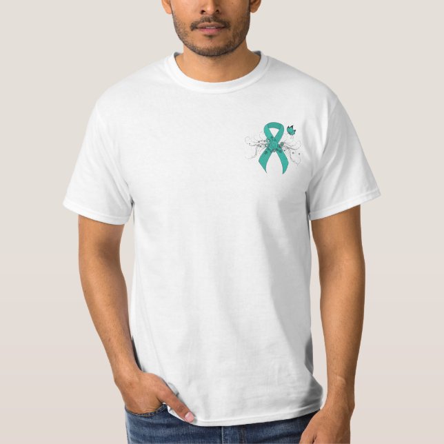Teal Ribbon Support Awareness T-Shirt (Front)