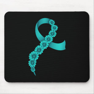 Teal Ribbon Suprter Men Women Ovarian Cancer Mouse Pad