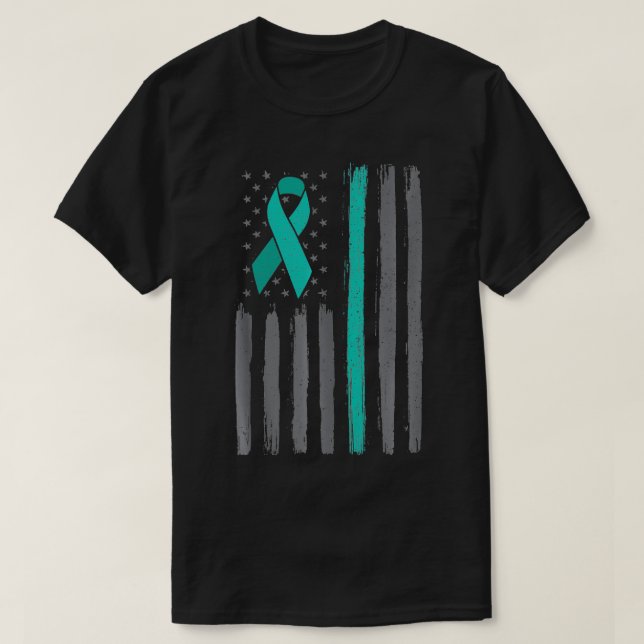 Teal ribbon us  ovarian cancer awareness  T-Shirt (Design Front)