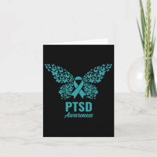 Teal Ribbon With Butterflies- Ptsd Awareness Card