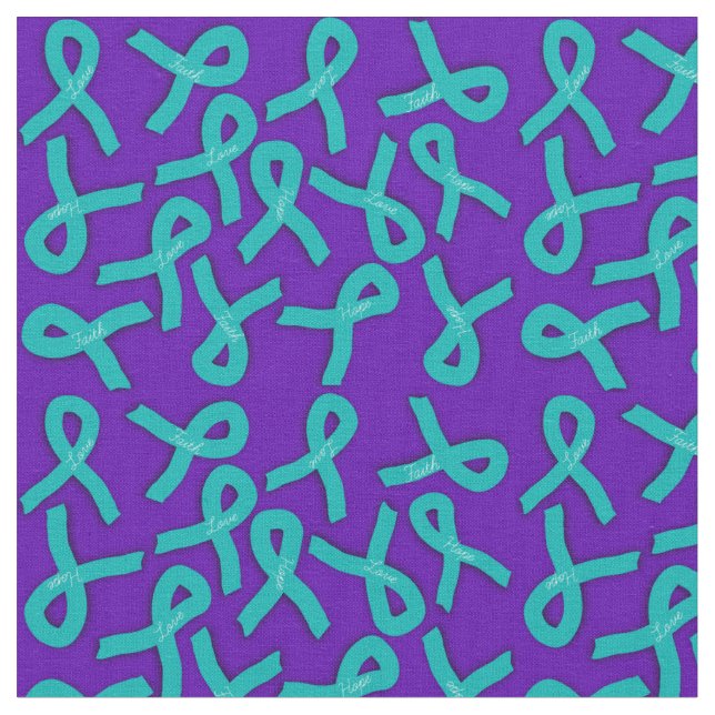 Teal Ribbons Fabric (Close Up)