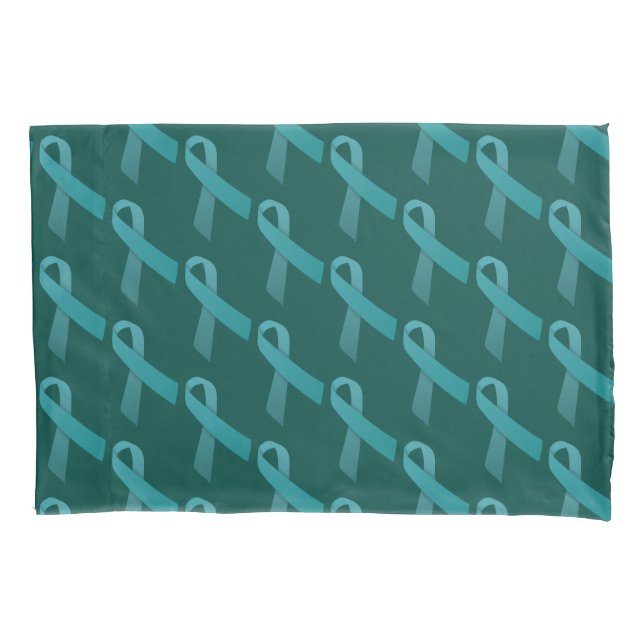 Teal Ribbons Tiled Pattern Pillowcase (Front)