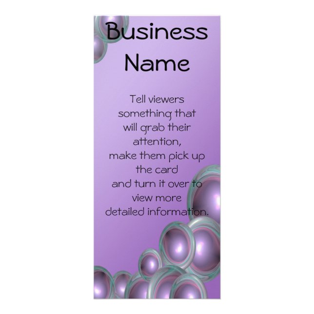 Teal Ring Purple Bubble Abstract Template Business Rack Card (Front)