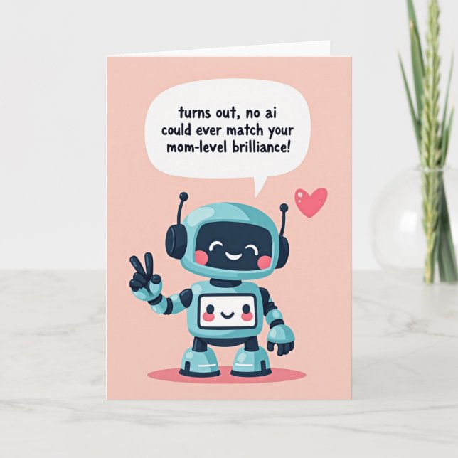 Teal Robot Sweet Mothers Day Card (Front)