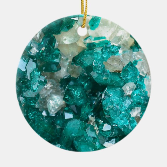 Teal Rock Candy Quartz Ceramic Tree Decoration (Front)