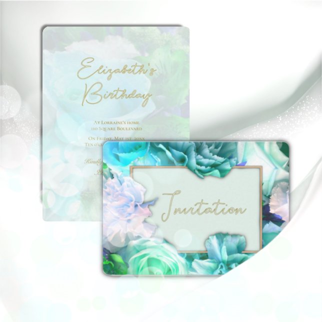 Teal Rose Birthday Party Invitation (Creator Uploaded)