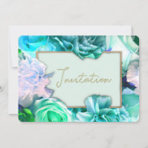 Teal Rose Birthday Party Invitation