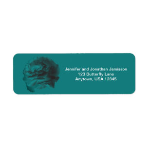 Teal Rose Floral return Address