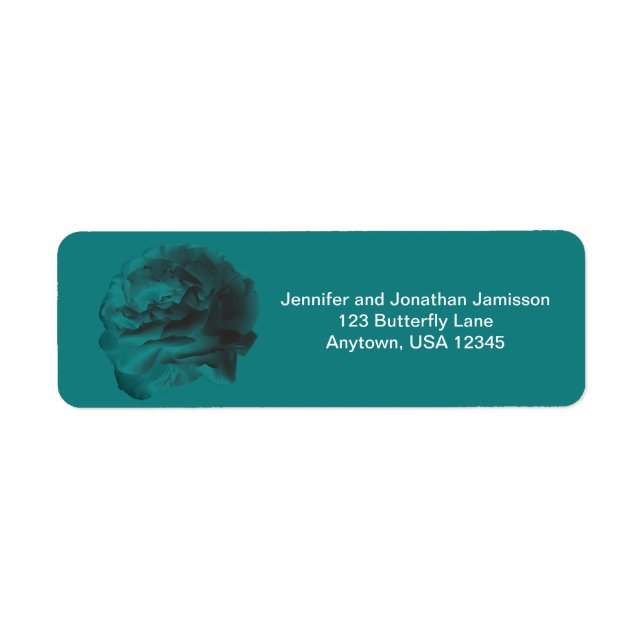 Teal Rose Floral return Address (Front)