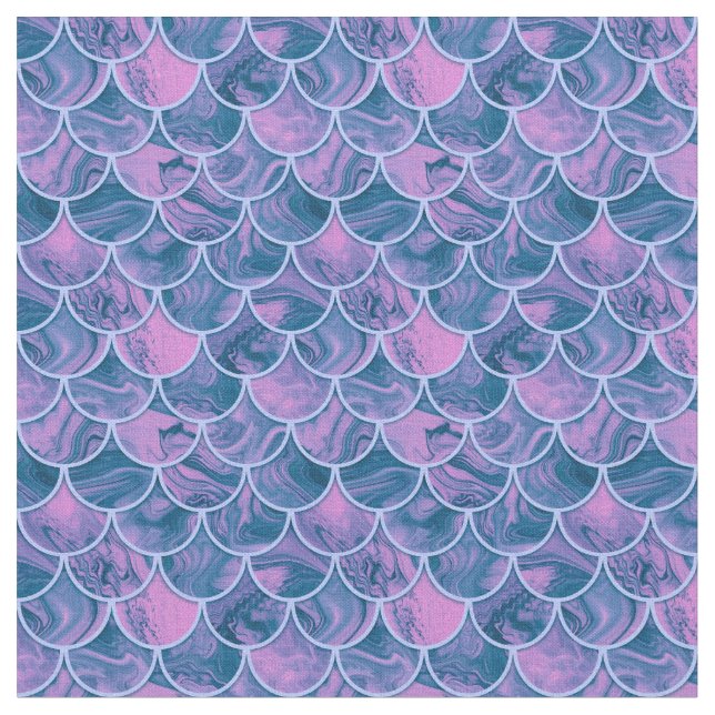 Teal rose scales fabric (Close Up)