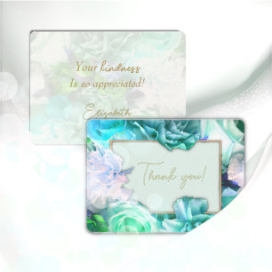 Teal Rose Thank You Card