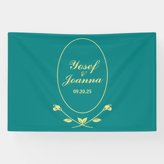 Teal Rose Wedding Banner (Horizontal)