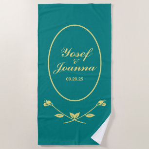 Teal Rose Wedding Beach Towel