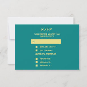 Teal Rose Wedding Response RSVP Card