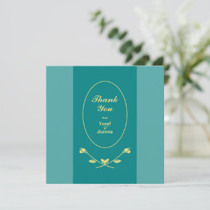 Teal Rose Wedding Thank You Card