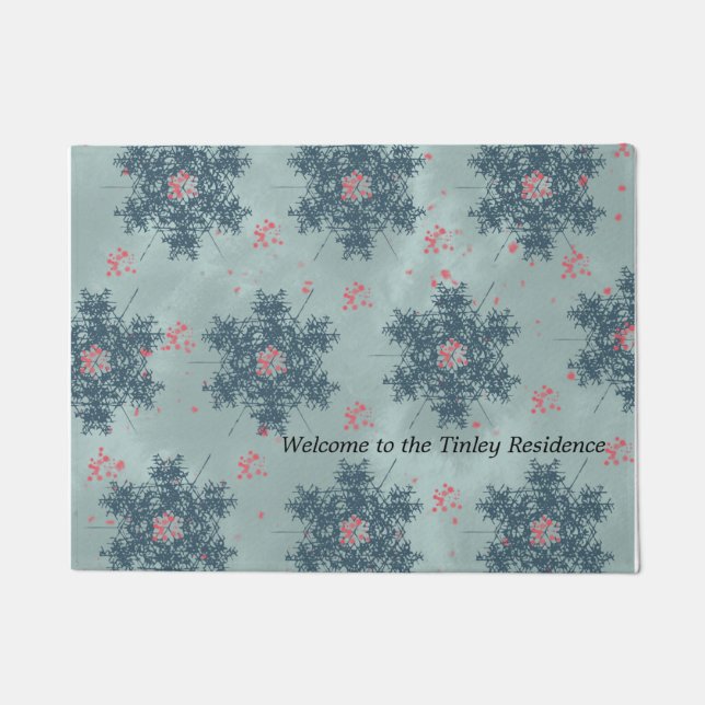 Teal Rough Snowflake Doormat Design (Front)