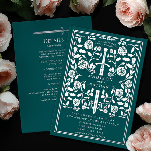 Teal Royal Mediaeval Silver Sword Wedding Details