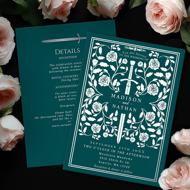 Teal Royal Mediaeval Silver Sword Wedding Details (Creator Uploaded)