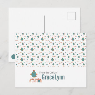Teal & Rust Yarn Chicken Champion Postcard