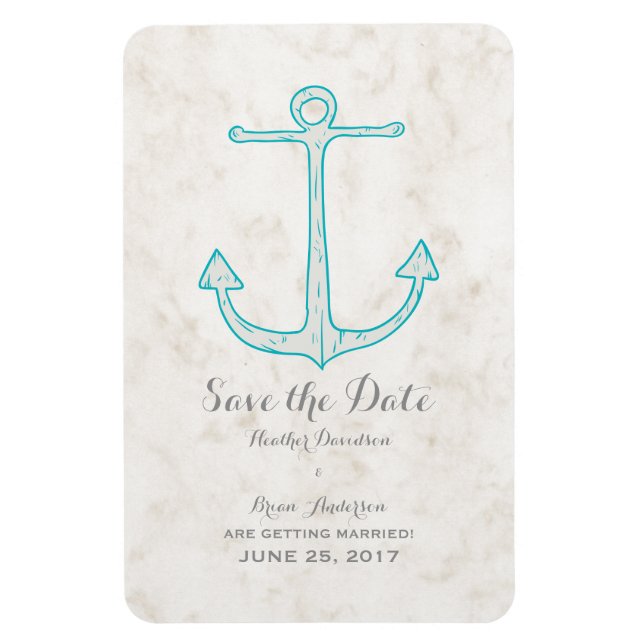 Teal Rustic Anchor Save the Date Magnet (Vertical)