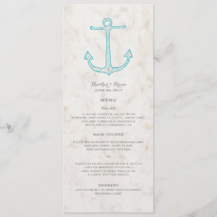 Teal Rustic Anchor Wedding Menu