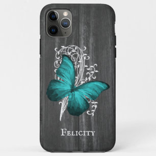 Teal Rustic Butterfly Personalised Case-Mate iPhone Case