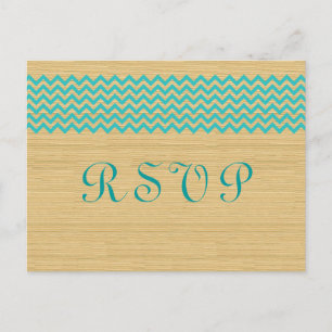 Teal Rustic Chevron RSVP Postcard