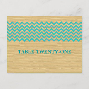 Teal Rustic Chevron Table Number Postcard
