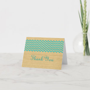 Teal Rustic Chevron Thank You Card