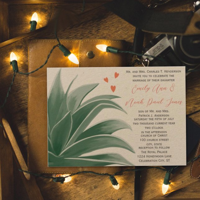 Teal Rustic Country Backyard Succulent Wedding Invitation (Creator Uploaded)