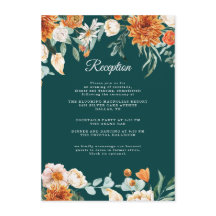 Teal Rustic Floral Burnt Orange Wedding Reception