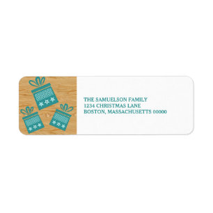 Teal Rustic Presents Holiday Address Labels