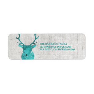 Teal Rustic Watercolor Deer Holiday