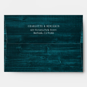 Teal Rustic Wood Envelopes Return Address