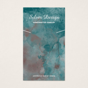 Teal Rusty Brow Watercolor Necklace - Display Card