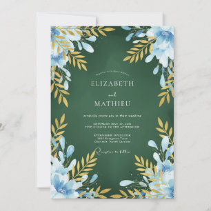 Teal Saffron Painted Wedding Invitation