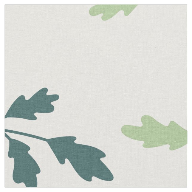 Teal Sage Green Botanical Leaves Pattern Fabric (Close Up)