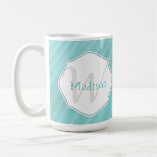 Teal Sand Ripples Personalise Mug