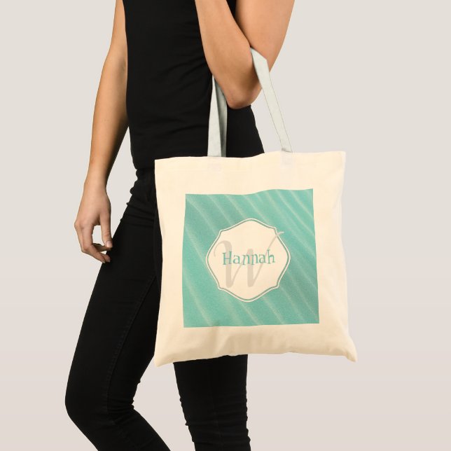 Teal Sand Ripples Personalised Tote (Front (Product))