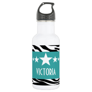 Teal Sassy Star Zebra 532 Ml Water Bottle